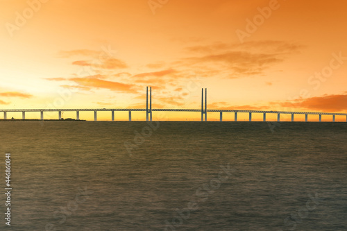Oresund Bridge connecting Denmark and Sweden at sunset - Malmo  Sweden