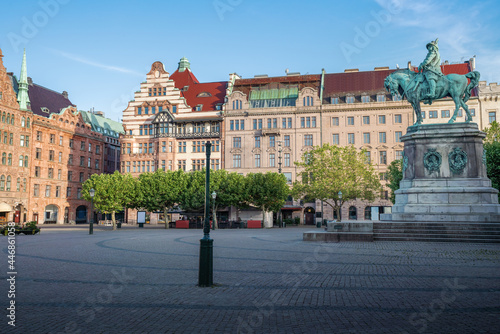 Stortorget Square and the statue of King Karl X Gustav of Sweden - Malmo, Sweden