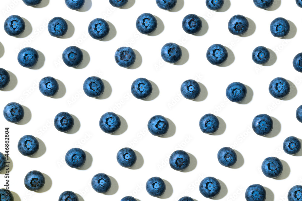 Blueberry pattern on a light background in flat lay. Blueberry pattern on a light background in flat lay.