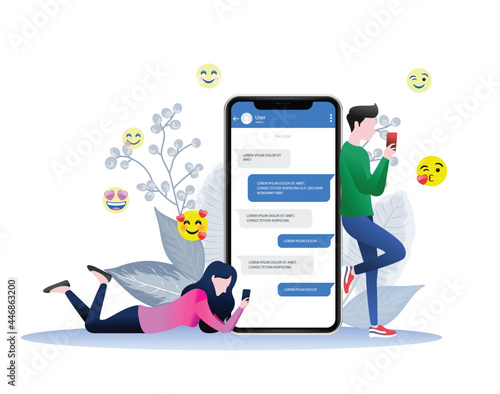 phone chat with icons