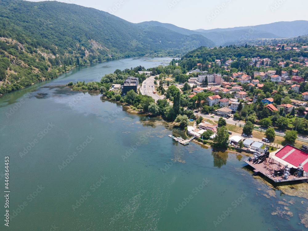 Aerial summer view of Pancharevo lake, Bulgaria