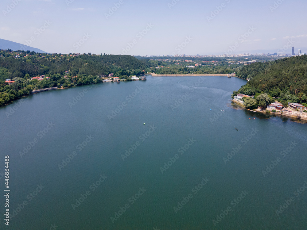 Aerial summer view of Pancharevo lake, Bulgaria Aerial summer view of Pancharevo lake, Bulgaria