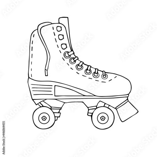 Vector hand drawn doodle sketch quad roller skate isolated on white background