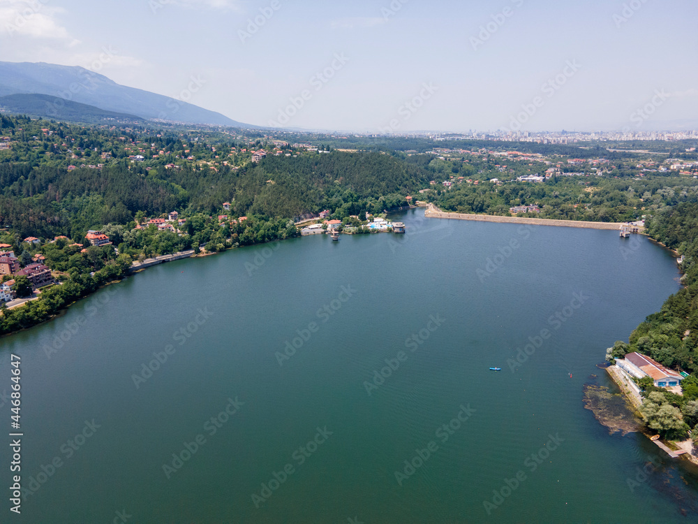 Aerial summer view of Pancharevo lake, Bulgaria Aerial summer view of Pancharevo lake, Bulgaria