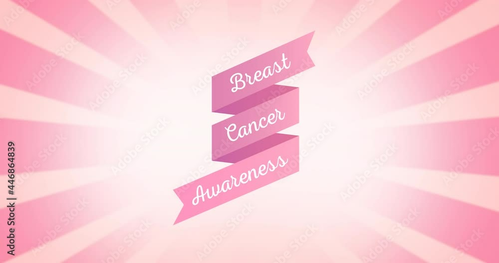 Animation of pink breast cancer text appearing on pink background Animation of pink breast cancer text appearing on pink background