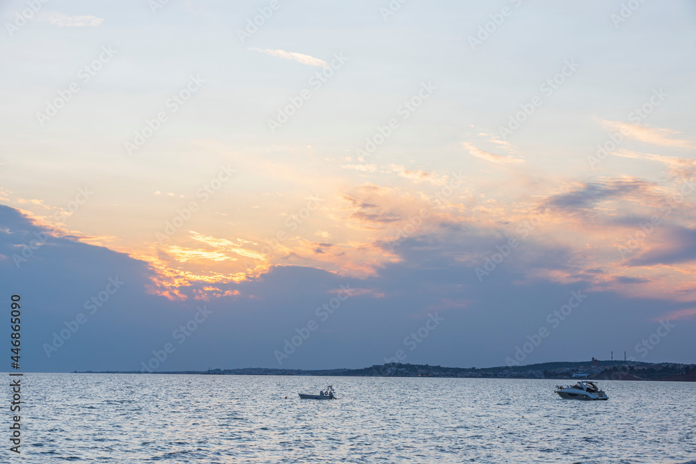 Gorgeous sunset sea landscape view. Greece. 