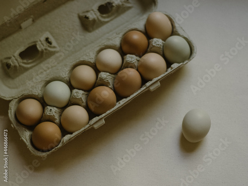 Fototapeta Pasture raised farm fresh eggs