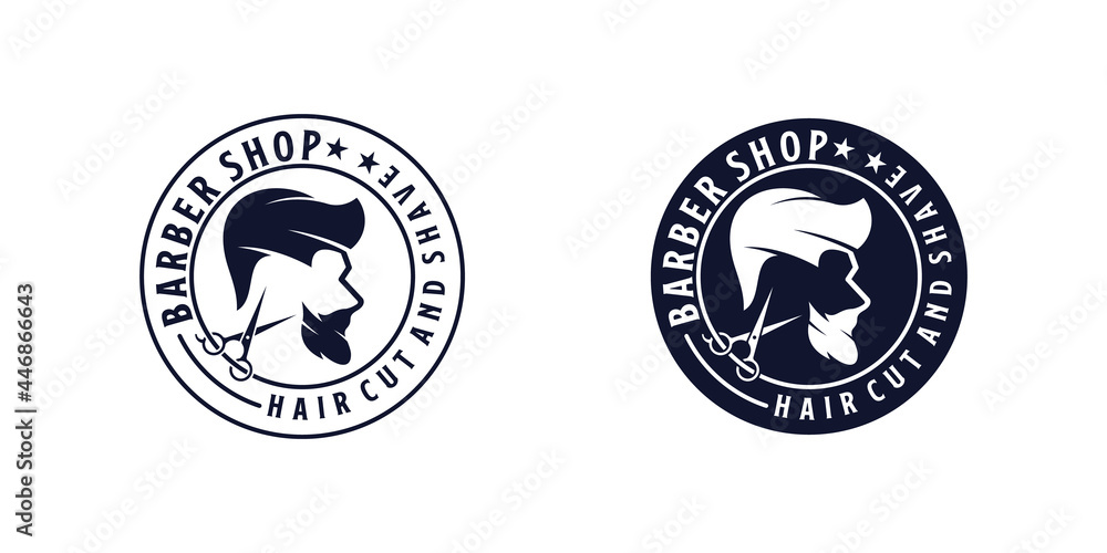 Naklejka premium Haircut logo design inspiration, vintage design barbershop