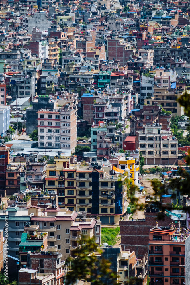 Colorful city houses of Kathmandu, Nepal