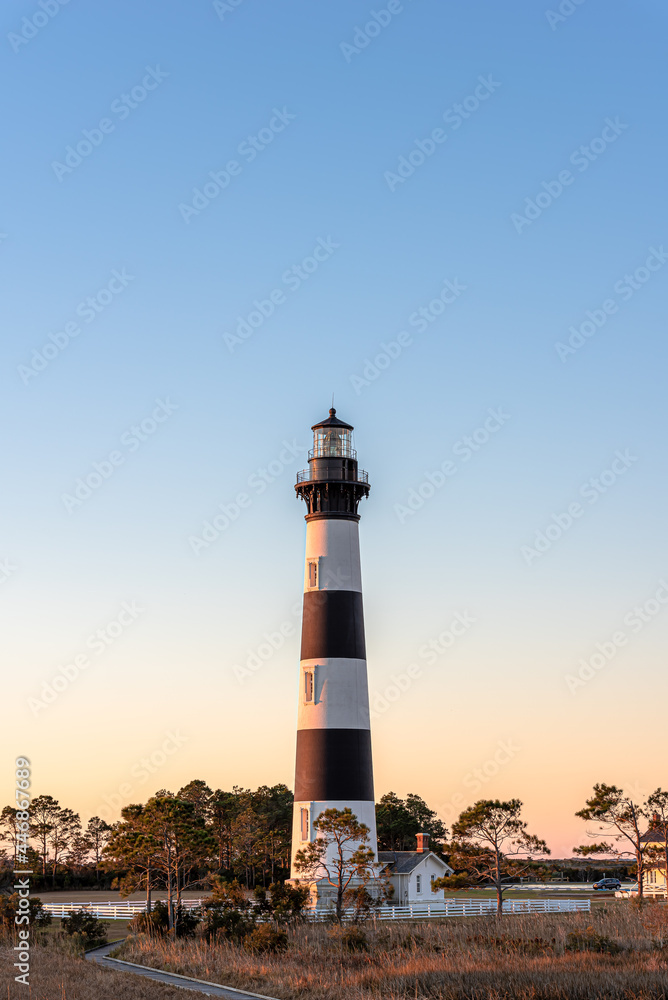 Bodie Island Lighthouse is located at the northern end of Cape Hatteras National Seashore, North Carolina , USA.
