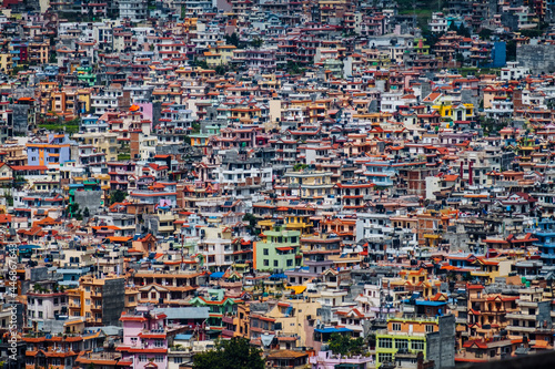 Kathmandu’s cityscape featuring colourful colourful houses in Nepal