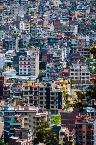 Colorful city houses of Kathmandu, Nepal