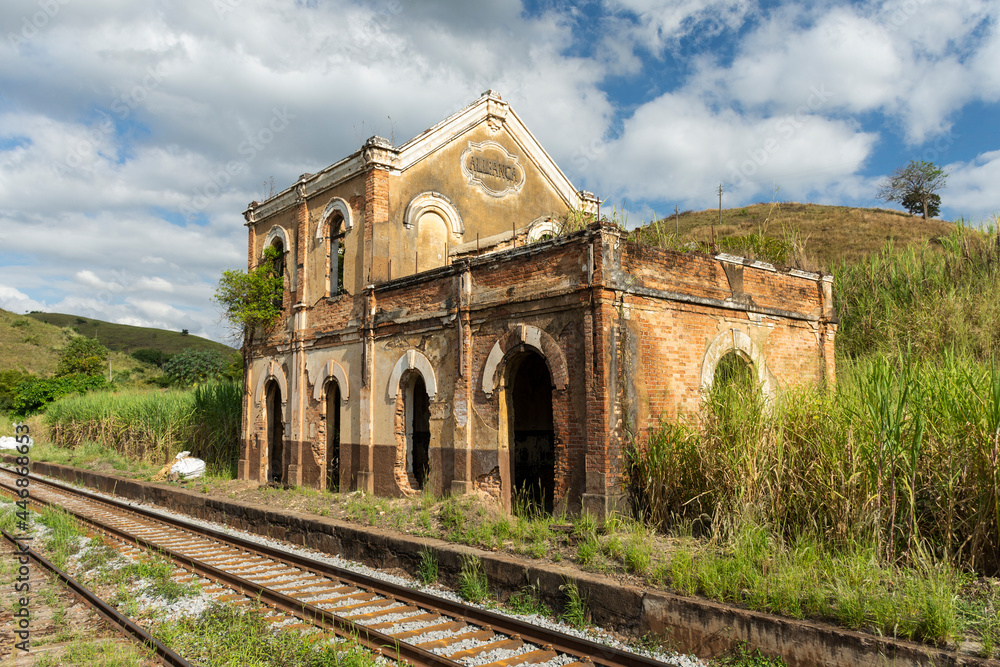 Fototapeta premium Old historic abandoned train station in the countryside