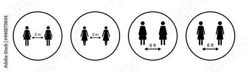 Social distancing icon set. social distance icon. self quarantine sign