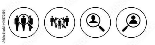 Hiring icon set. Search job vacancy icon. Human resources concept. Recruitment
