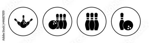 Bowling icon set. bowling ball and pin icon. bowling pins
