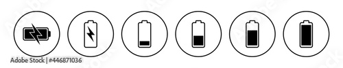 Battery icon set. battery charge level. battery charging icon