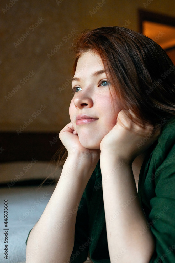 vertical portrait of happy redhead teenage girl vertical portrait of happy redhead teenage girl