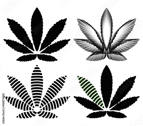 four cannabis logos with different styles