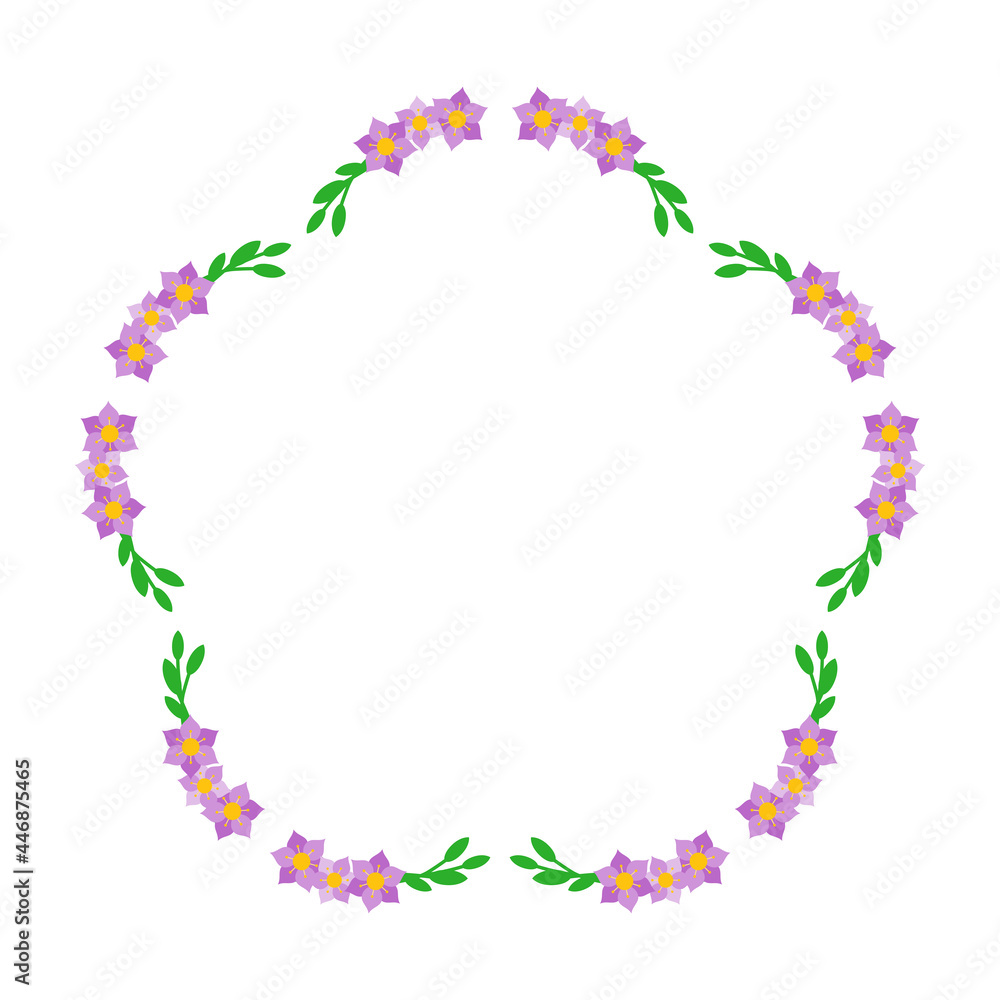 Floral wreath in the form of a frame for inscriptions and text isolated on a white background. Suitable for wedding invitation cards. Botanical design elements. Vector illustration
