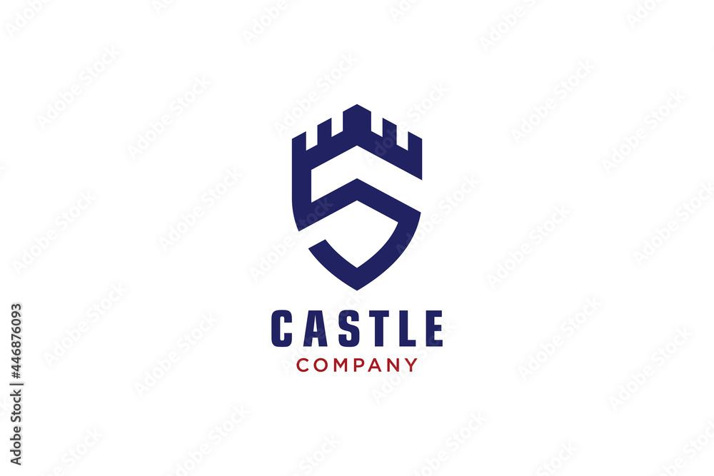 Creative shield with castle and initial S logo, Vector logo template. Creative shield with castle and initial S logo, Vector logo template.