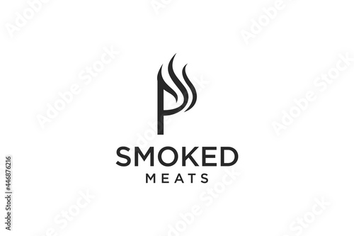 Letter P for Smoky restaurant logo design inspiration