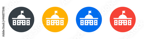 American government building icon set. United States Capitol building icon in Washington DC sign
