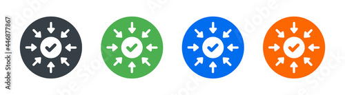 Gather and collect vector icon. Join and connect symbol concept.