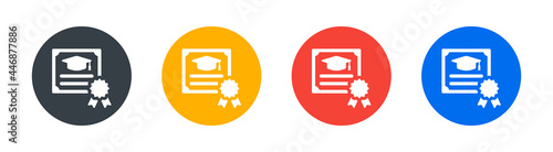 Certificate degree diploma with graduate cap icon. Education concept