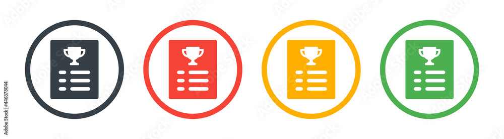 Ranking list of the champion, winner icon. Paper with trophy symbol Ranking list of the champion, winner icon. Paper with trophy symbol