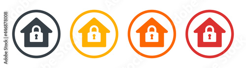 Locked house icon. Property secured and protected concept. Home security sign vector graphics.
