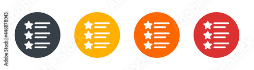 Ranking list with star symbol. Ranking classification icon on button sign.