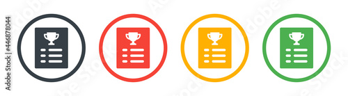 Ranking list of the champion, winner icon. Paper with trophy symbol