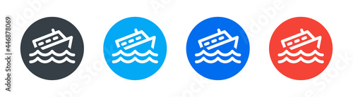 Sinking ship icon set, disaster and boat accident on water. Vector symbol illustration