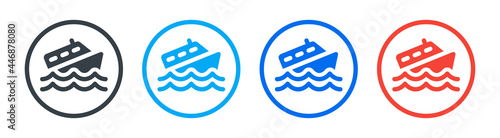 Sinking boat in the sea vector icon. Marine Accident concept.