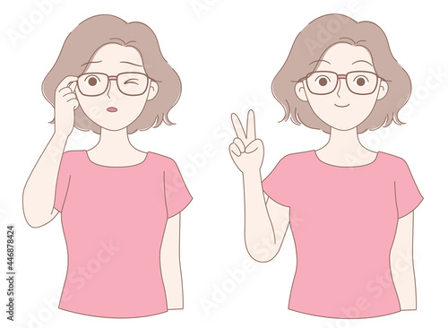 One woman is uncomfortable with glasses, one is happy