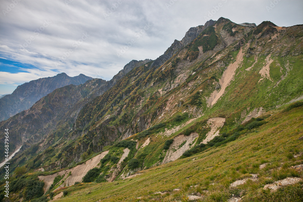 Naklejka premium mt.goryu, early autumn, 初秋の五竜岳登山