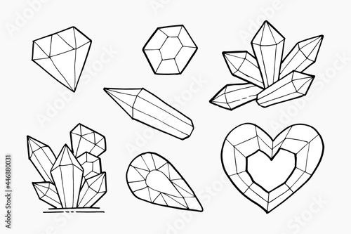 Doodle hand draw diamond set, vector illutration.
