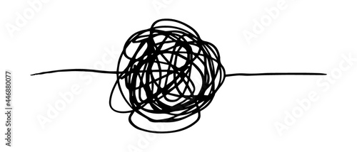 hand drawn of tangle scrawl sketch.Abstract scribble, chaos doodle pattern. Vector illustration Isolated on white background