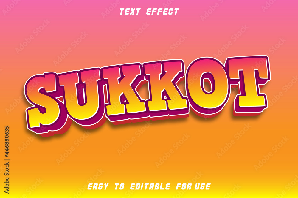 Sukkot Editable Text Effect Emboss Modern Style