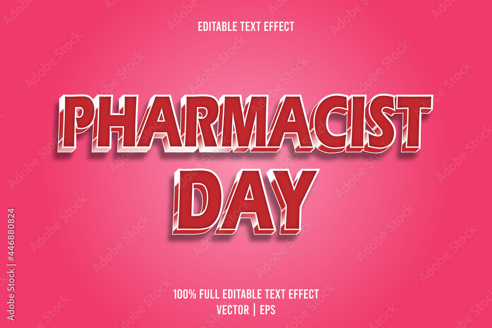 Pharmacist day editable text effect emboss cartoon style