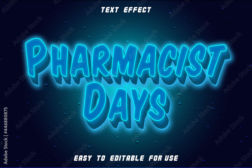 Pharmacist Day Editable Text Effect Emboss Neon Style