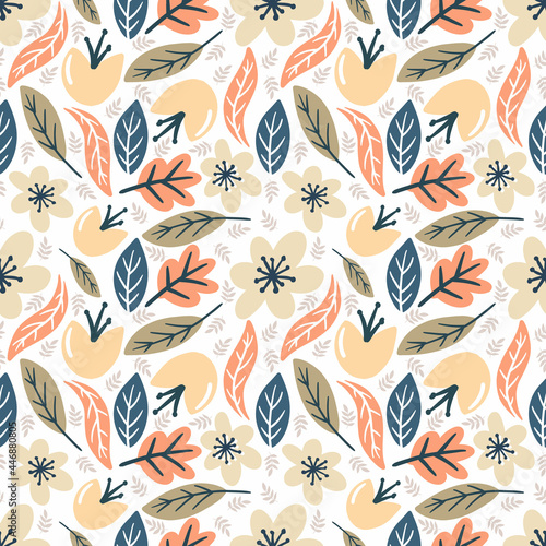 vector pattern with various leaf and flower