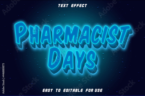Pharmacist Day Editable Text Effect Emboss Neon Style