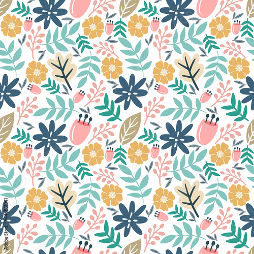 vector pattern with various leaf and flower