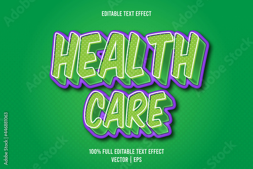 Health care editable text effect emboss cartoon style
