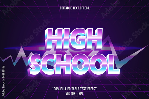High school editable text effect 3 dimension emboss retro style
