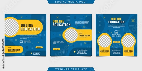 Set of social media stories post template concept design for online class program