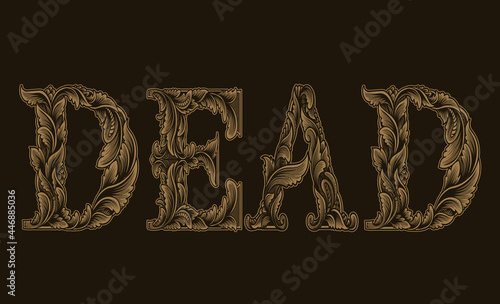 Vintage Death calligraphy with engraving font