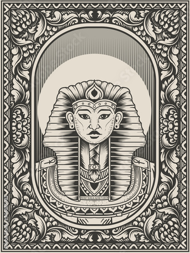 illustration vintage king egypt monochrome style